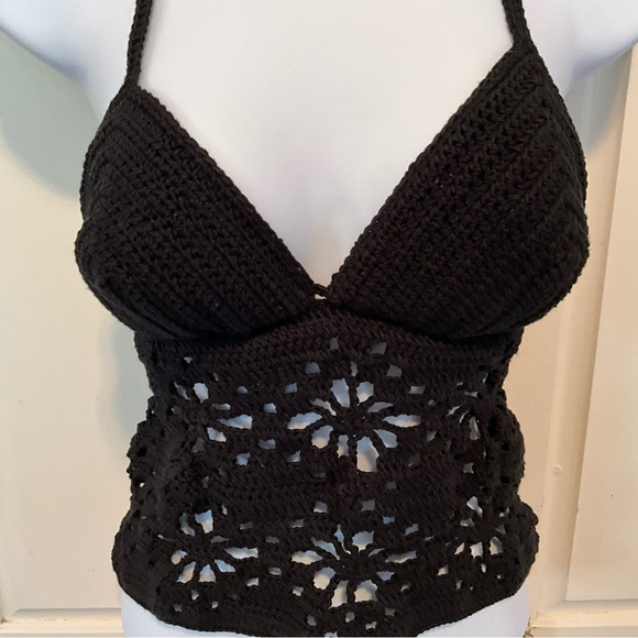 For @floridagurl337 Hand Crafted Halter Crochet Off the Shoulder Crop Top Boho - Picture 8 of 8